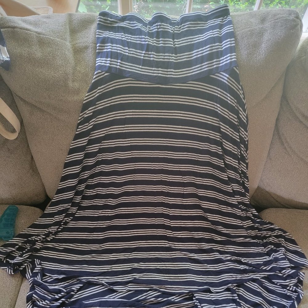 Striped Strapless Maternity Dress